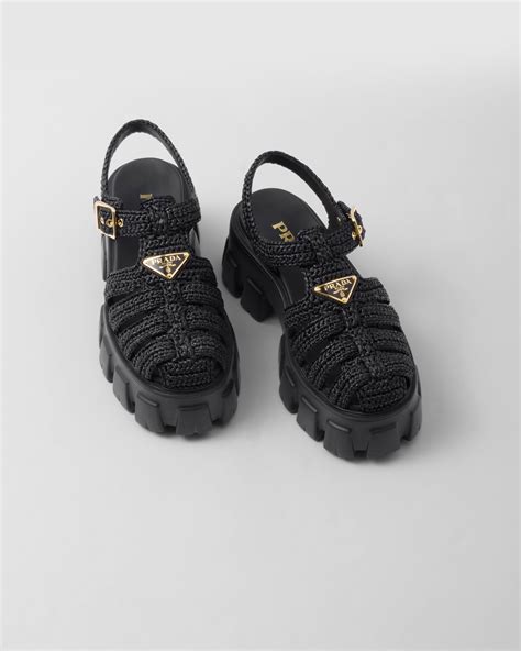 prada monolith caged rubber sandals|prada crochet slides.